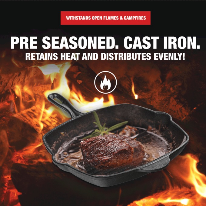 Granitestone Pre-Seasoned Cast Iron 10.25" Grill Pan, , large