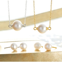 Pearl Round Necklace &amp; Earring Set, , large