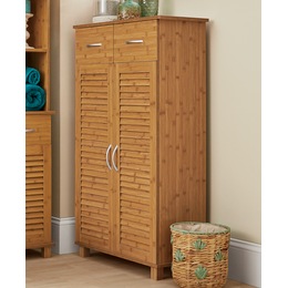 Bamboo-Finish Towel Cabinet, , large
