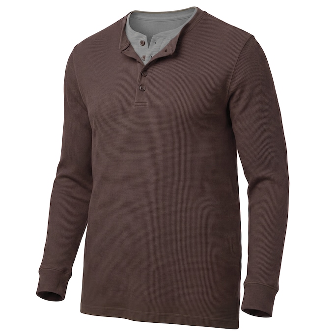 Men's Thermal Cotton-Blend Henley, , large