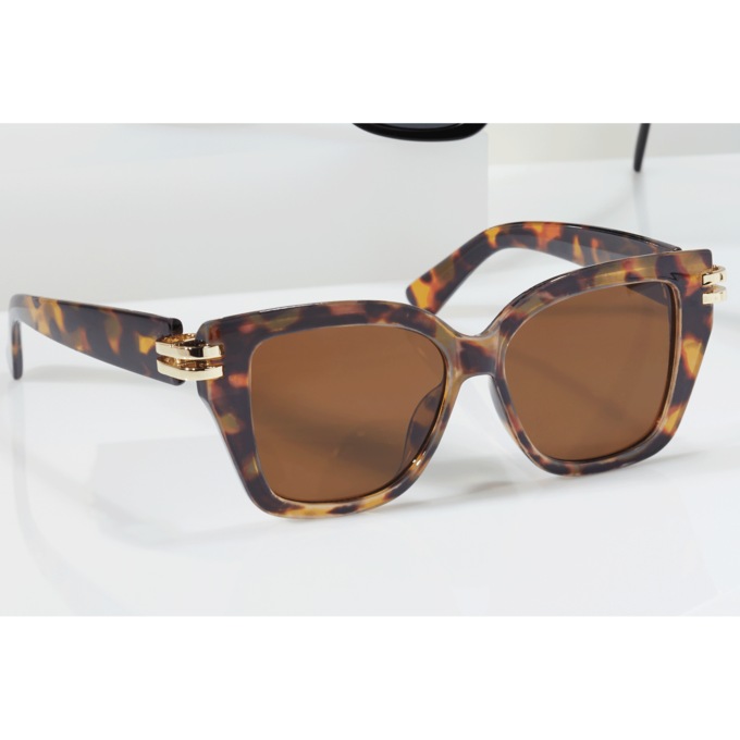 Gold Accent Sunglasses, Brown, large