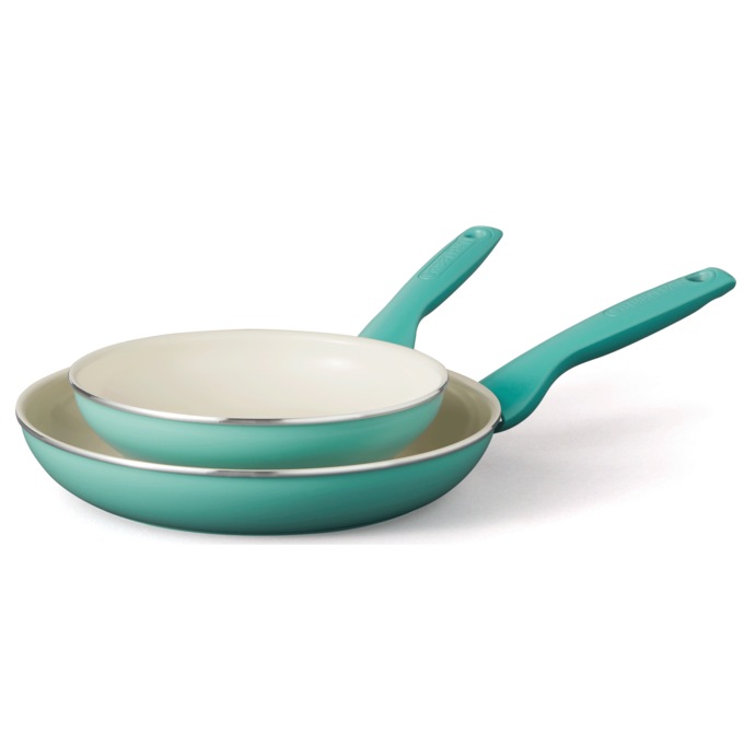 GreenPan Rio Set of 2 Fry Pans, Turquoise, large