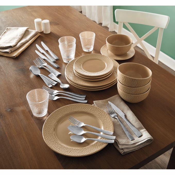 36-Piece Solid Round Dinnerware Set, Natural, large