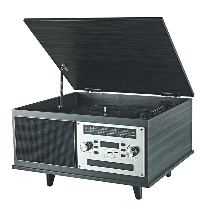 Proscan Nostalgia 7-in-1 Music System with Bluetooth, Black, large