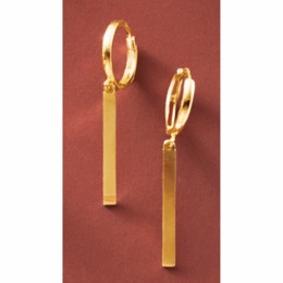 10K Gold Huggy Bar Drop Earrings, , large