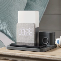 3-in-1 Charging Station with Night-Light &amp; Alarm Clock, , large