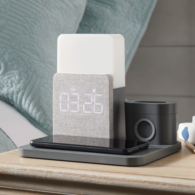 3-in-1 Charging Station with Night-Light & Alarm Clock, , large