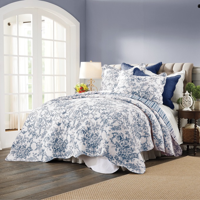 Garden Toile 3-Piece Quilt Set, , large