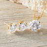 10K Gold Cubic Zirconia Solitaire Pendant and Earring Set, , large
