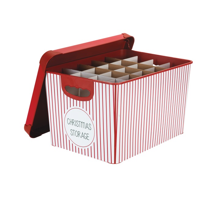 Simplify 60-Ct. Christmas Ornament Storage Organizer, Red White Stripe, large