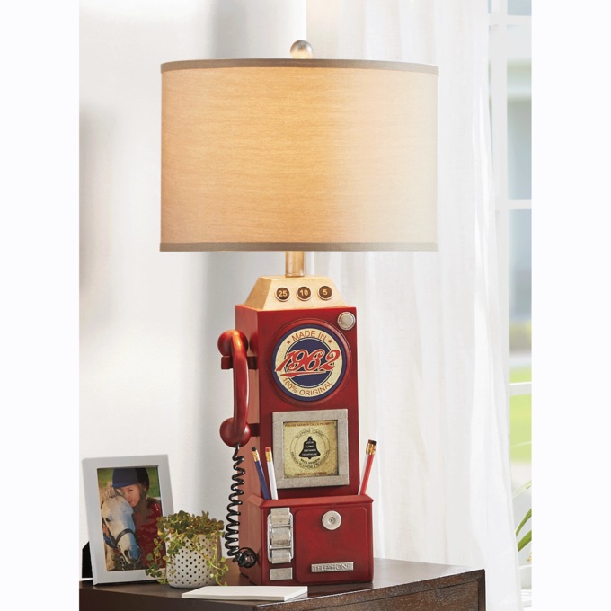 Retro Telephone Lamp with Front Storage, , large