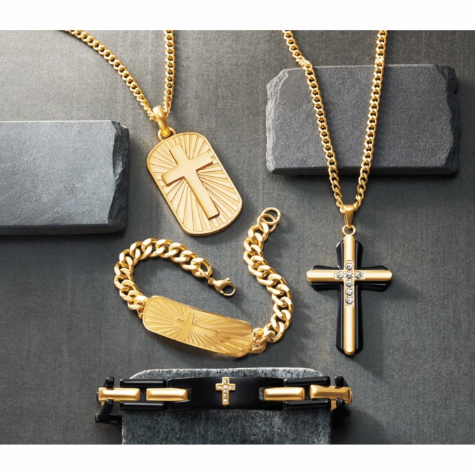 Men's Faith Necklace & Bracelet Set, , large