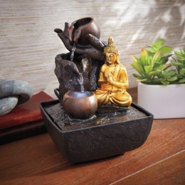 Lit Buddha Table Fountain, , large