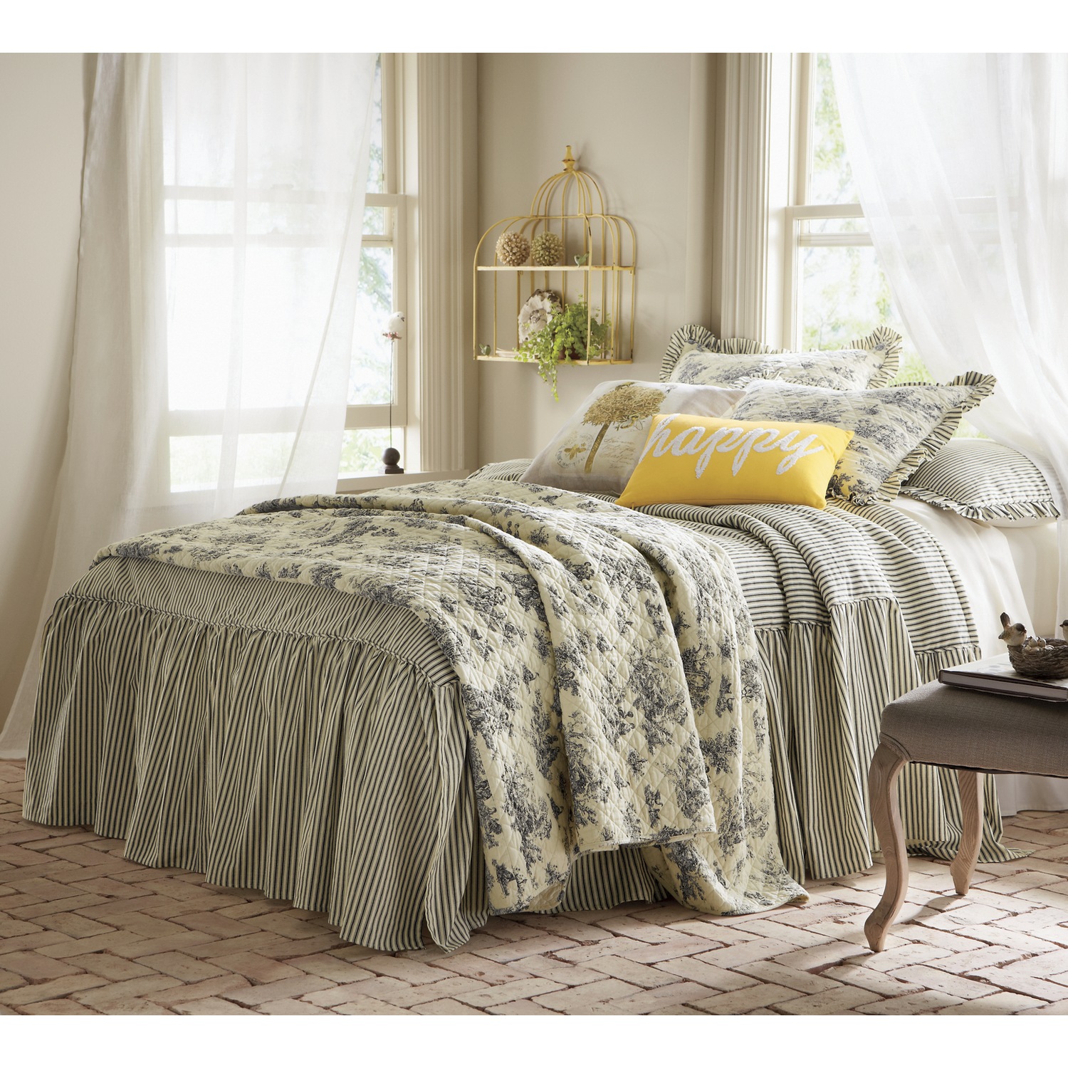 Ticking Stripe Ruffled Bedspread Seventh Avenue