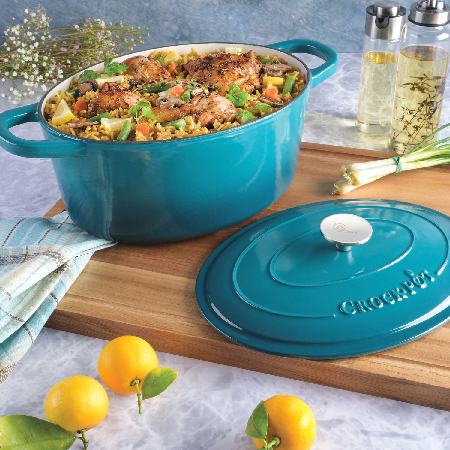 Crock Pot Artisan 7-qt. Enameled Cast Iron Oval Dutch Oven with