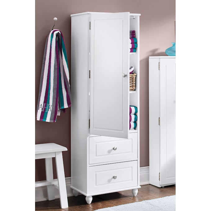 Bentyn Tall Bath Cabinet, White, large