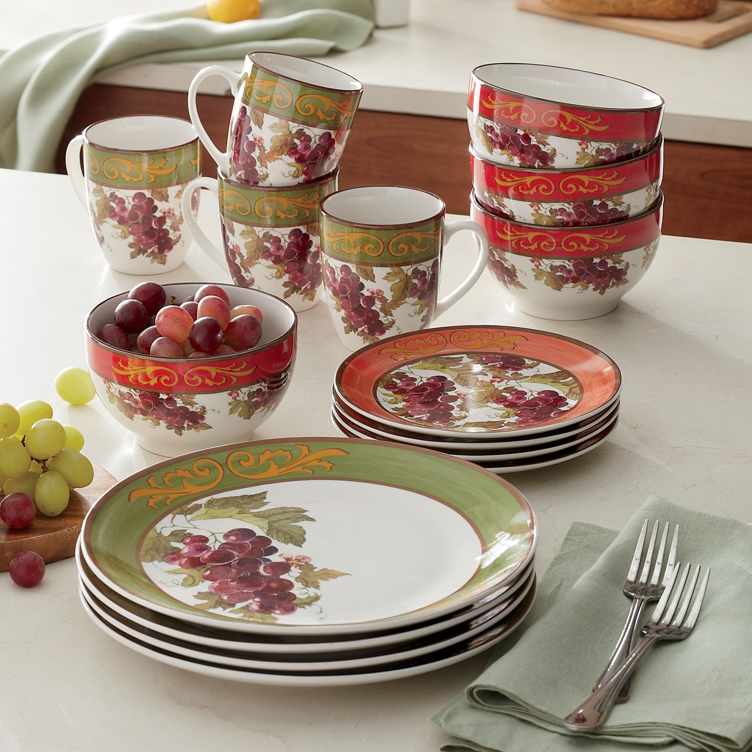 Concord Grape Dinnerware, Canister and Stovetop Sets and Paper Towel