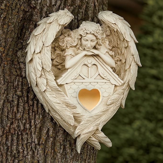 Angel Wings Solar Birdhouse, , large