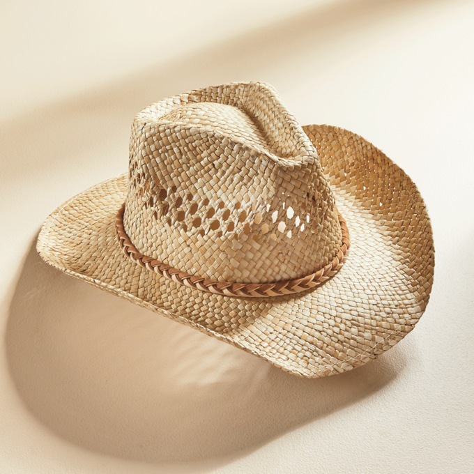Handwoven Straw Cowboy Hat, , large