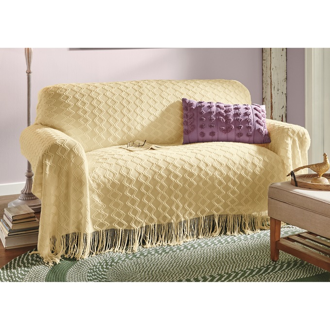 Farmhouse-Style Furniture Throw, Yellow, large