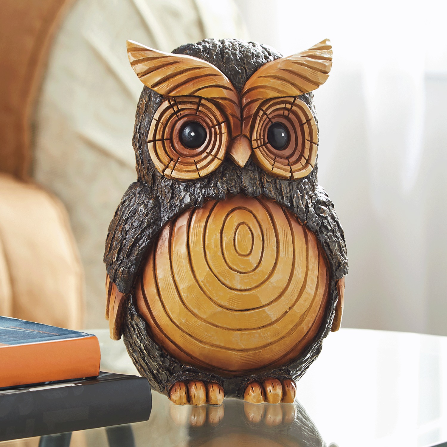 Faux-Wood Owl Figurine | Seventh Avenue