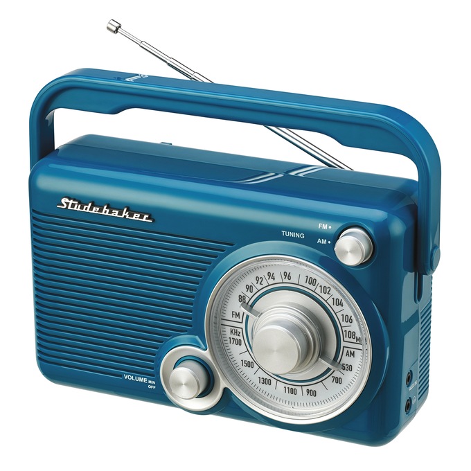 Studebaker Portable AM/FM Radio, Blue, large