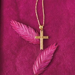 10K Gold Diamond-Cut Cross Pendant, , large