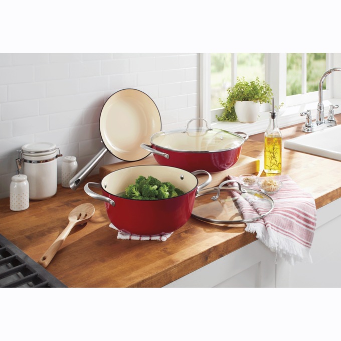 5-Piece Enameled Cast Iron Cookware Set, , large