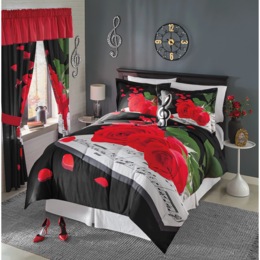 Melody Rose Comforter Set, Accent Pillow, Panel Pair and Valance, , large