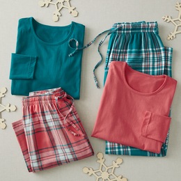 4-Piece Plaid PJ Set, , large