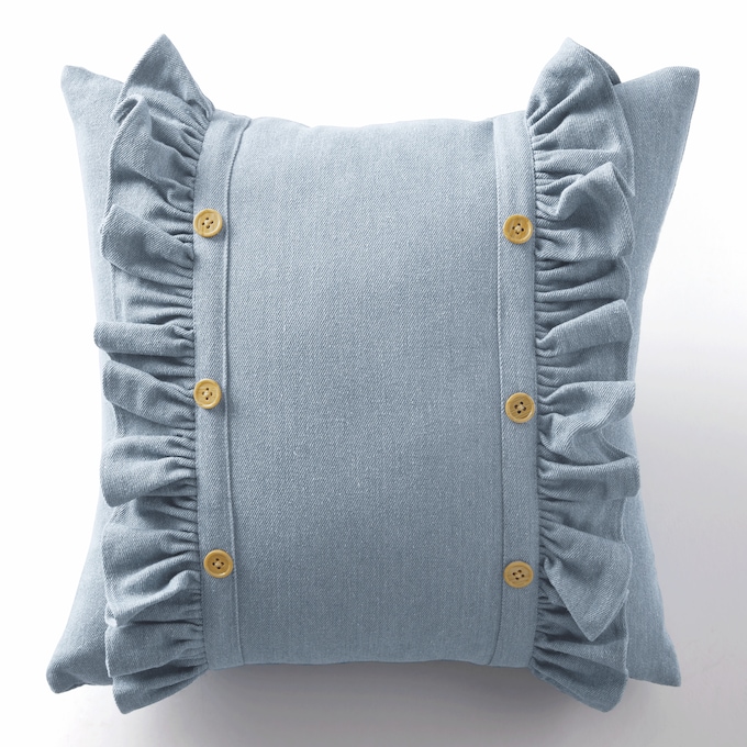 Faux-Denim Accent Pillow, Blue, large