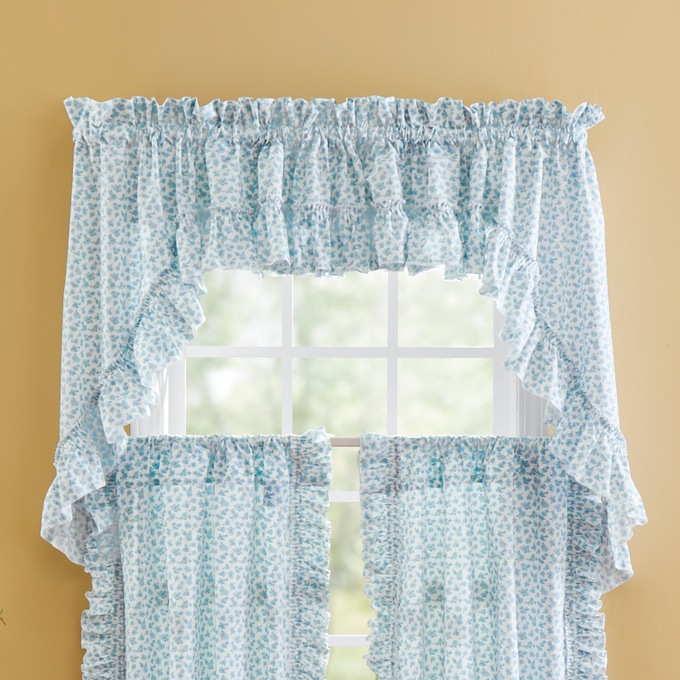 Mayfair Romantic Ruffled Semi-Sheer Swag Pair, , large