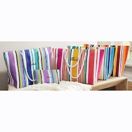 Personalized Striped Tote and Pouch, , large