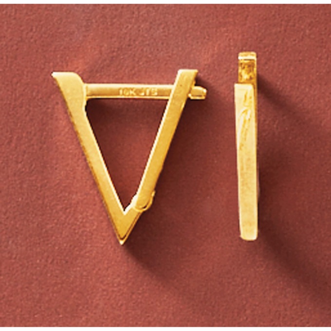 10K Gold Triangle Hoops, , large
