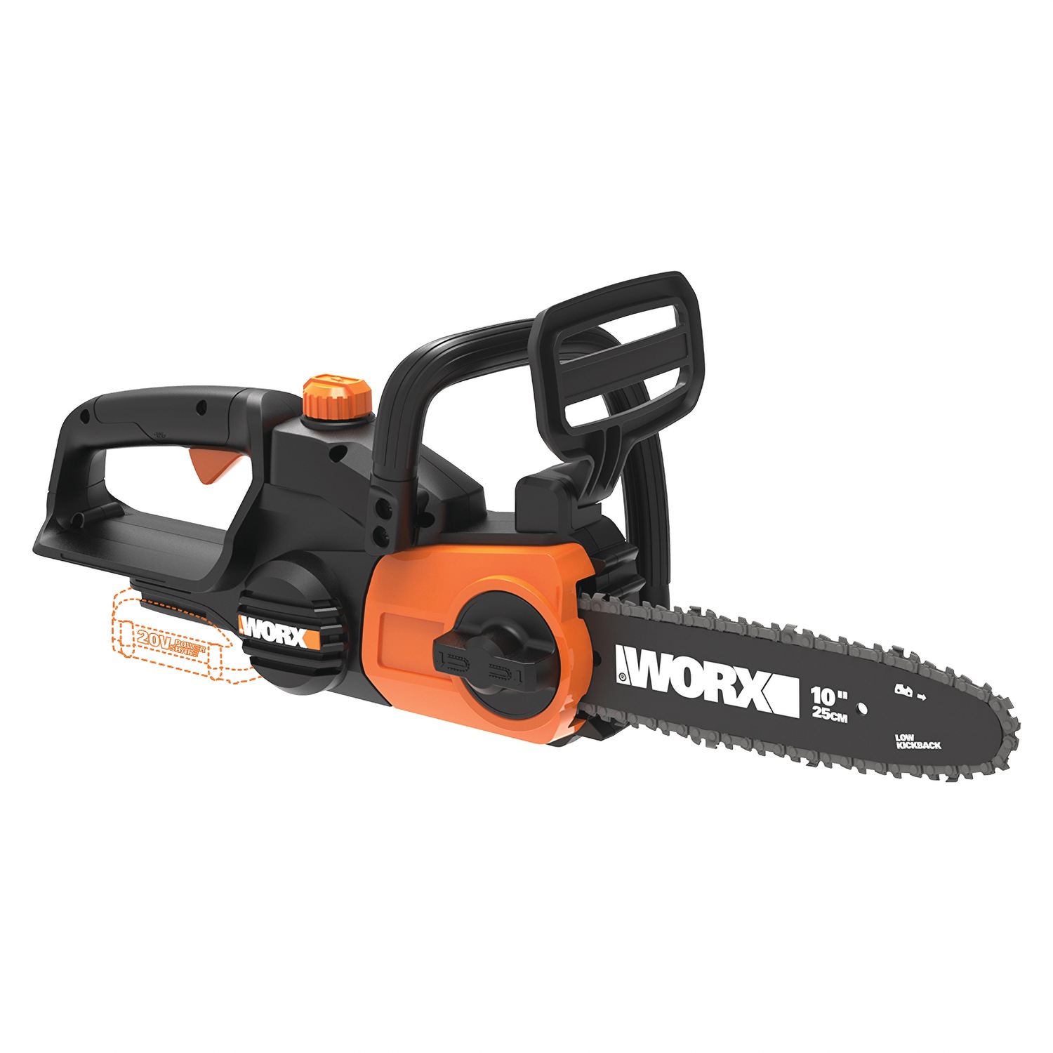 Worx 20V Power Share 10-Inch Cordless Chainsaw With Auto-Tension