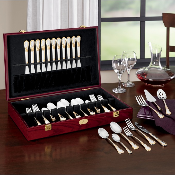 77-Piece Isabella Flatware Set with Case, , large