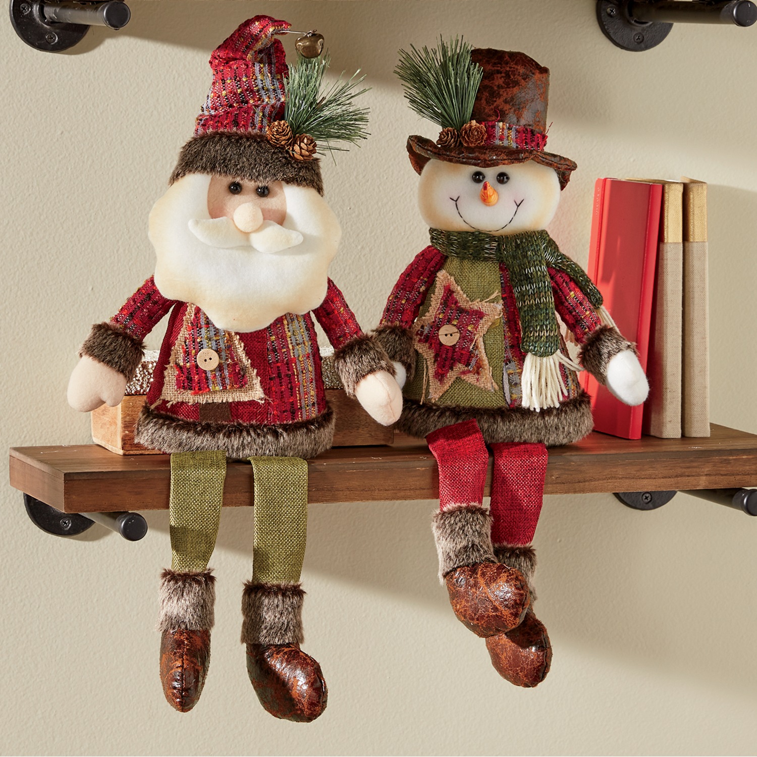 Set of 2 Fabric Holiday Shelf Sitters Seventh Avenue