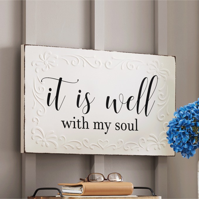 It Is Well Embossed Metal Art, , large