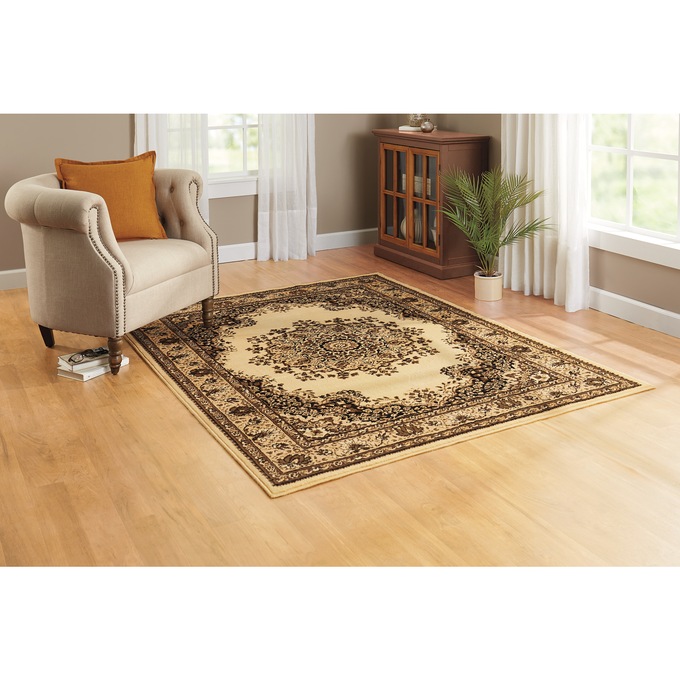 4-Piece Plush Floral Kirman Rug Set with Runner and Mats | Seventh