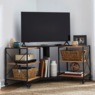 Expandable Rotatable Powered TV Stand, Brown, large