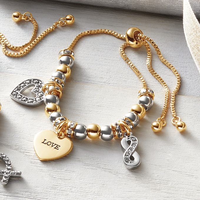 Faith Message Two-Tone Adjustable Bead Bracelet, , large