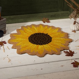 Sunflower Shaped Indoor/outdoor Coir Mat - 24&quot; Diam., , large