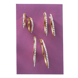Diamond-Accented 3-Pair Hoop Set, , large