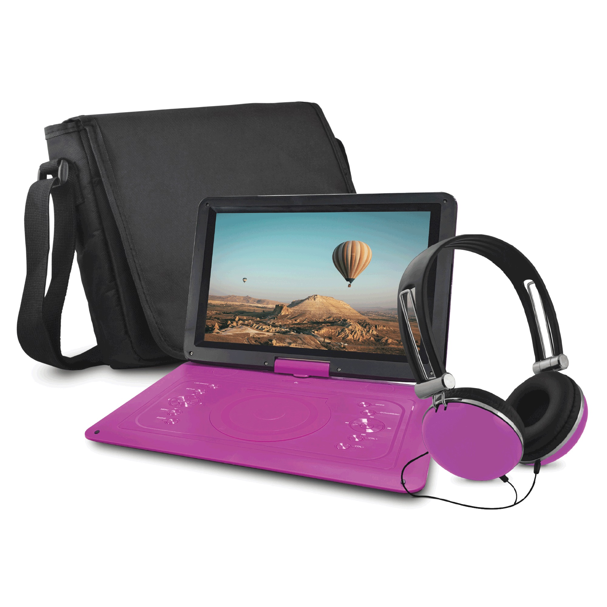 14.1" Portable DVD Player with Headphones, Purple, large