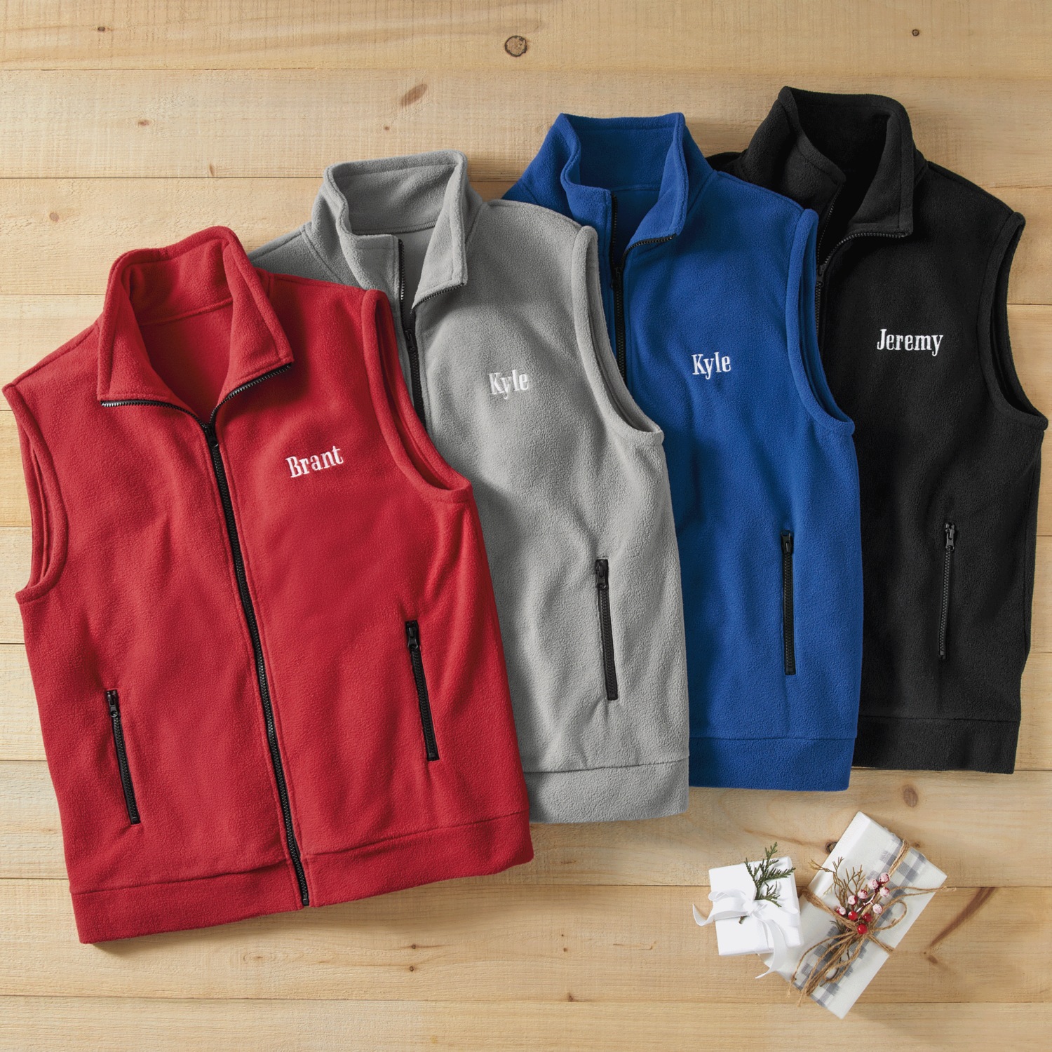 Personalized Men's Fleece Vest with Front Zipper and Embroidered