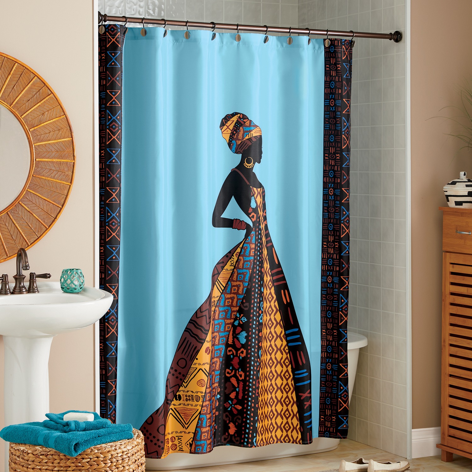 Global Woman Shower Curtain Seventh Avenue Global Woman Shower Curtain