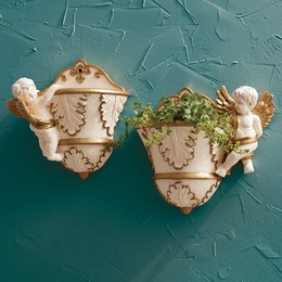 2-Piece Cherub Wall Planter Set, , large
