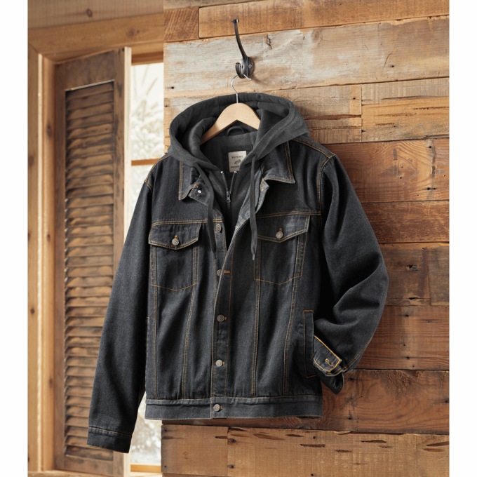 Men's Denim Jacket with Hood, , large