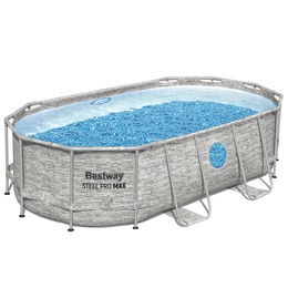 Bestway Power Steel Swim Vista Series 14&#39; Above Ground Outdoor Swimming Pool Set with Filter Pump, Ladder, and Pool Cover, , large