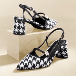Midnight Velvet Houndstooth Slingback, , large
